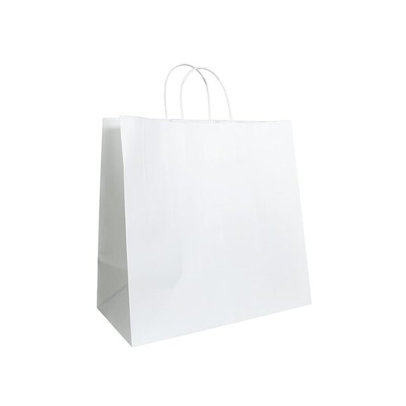 Greenii - 100 White Paper With Handles Kraft 13 * 7 * 13 Party Gift Bags - Picture 1 of 7